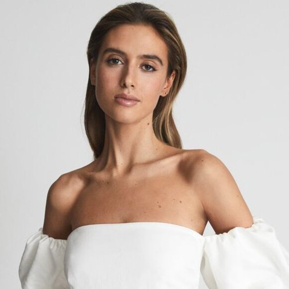 Shona Puff Sleeve Off Shoulder Midi Dress - No bundle - Picture 7 of 7